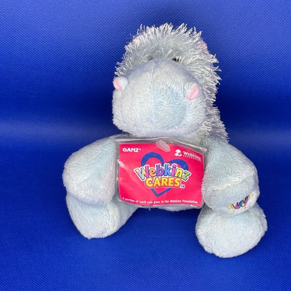 Ganz Webkinz Cares NEW Lil Kinz Hippo Blue Plush Stuffed Animal HS009 NWT w/Code